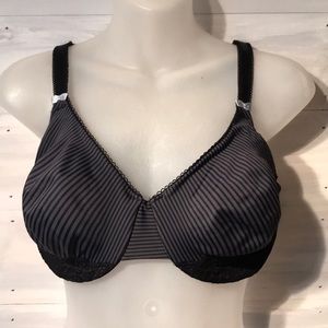 EUC OLGA unlined underwire bra size 38D black gray